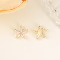 1 Piece 11*11mm Copper Zircon 18K Gold Plated White Gold Plated Flower Polished Pendant main image 3