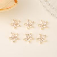 1 Piece 11*11mm Copper Zircon 18K Gold Plated White Gold Plated Flower Polished Pendant main image 4