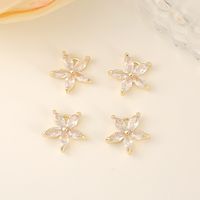 1 Piece 11*11mm Copper Zircon 18K Gold Plated White Gold Plated Flower Polished Pendant main image 1