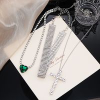 Elegant Glam Cross Heart Shape Alloy Rhinestone Copper Women's Pendant Necklace sku image 1