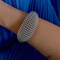 Copper Gold Plated Silver Plated Casual Vintage Style Commute Grid Plating Wristband Bangle main image 5