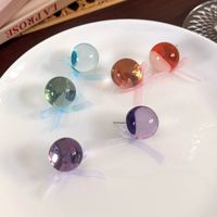 1 Pair Casual Elegant Simple Style Solid Color Bowknot Resin Copper Ear Studs main image 1
