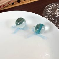 1 Pair Casual Elegant Simple Style Solid Color Bowknot Resin Copper Ear Studs main image 6