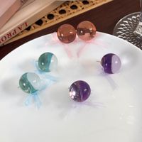 1 Pair Casual Elegant Simple Style Solid Color Bowknot Resin Copper Ear Studs main image 5