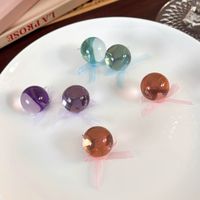 1 Pair Casual Elegant Simple Style Solid Color Bowknot Resin Copper Ear Studs main image 10