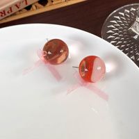 1 Pair Casual Elegant Simple Style Solid Color Bowknot Resin Copper Ear Studs main image 8