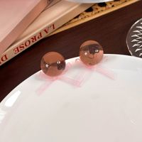 1 Pair Casual Elegant Simple Style Solid Color Bowknot Resin Copper Ear Studs main image 9