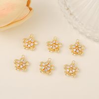 1 Piece 13 * 14mm Copper Zircon 18K Gold Plated Flower Polished Pendant main image 4