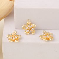 1 Piece 13 * 14mm Copper Zircon 18K Gold Plated Flower Polished Pendant main image 5