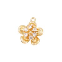 1 Piece 13 * 14mm Copper Zircon 18K Gold Plated Flower Polished Pendant main image 6