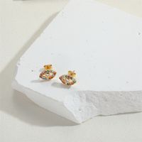 1 Pair Simple Style Geometric Lips Arrow Inlay Copper Zircon 14K Gold Plated Ear Studs main image 5