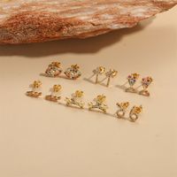 1 Pair Simple Style Geometric Lips Arrow Inlay Copper Zircon 14K Gold Plated Ear Studs main image 4
