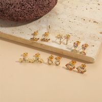 1 Pair Simple Style Geometric Lips Arrow Inlay Copper Zircon 14K Gold Plated Ear Studs main image 1