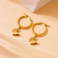 1 Pair Vintage Style Butterfly Plating Stainless Steel 18K Gold Plated Drop Earrings main image 5