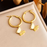 1 Pair Vintage Style Butterfly Plating Stainless Steel 18K Gold Plated Drop Earrings sku image 1