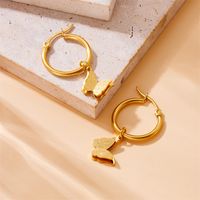 1 Pair Vintage Style Butterfly Plating Stainless Steel 18K Gold Plated Drop Earrings main image 4