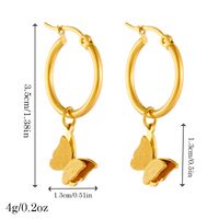 1 Pair Vintage Style Butterfly Plating Stainless Steel 18K Gold Plated Drop Earrings main image 2