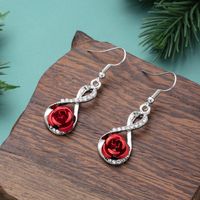 1 Pair Elegant Vintage Style French Style Rose Inlay Alloy Rhinestones Drop Earrings main image 4