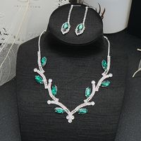 Artificial Crystal Copper Elegant Glam Leaves Rhinestones Jewelry Set sku image 4