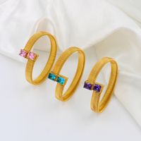 Vintage Style Vacation Solid Color 304 Stainless Steel 18K Gold Plated Zircon Bangle In Bulk main image 2