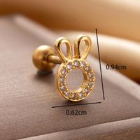 1 Piece IG Style Cute Simple Style Rabbit Circle Bow Knot Hollow Out Inlay Copper Zircon Ear Studs sku image 2