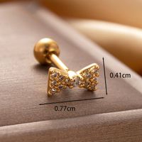 1 Piece IG Style Cute Simple Style Rabbit Circle Bow Knot Hollow Out Inlay Copper Zircon Ear Studs main image 3