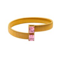 Vintage Style Vacation Solid Color 304 Stainless Steel 18K Gold Plated Zircon Bangle In Bulk sku image 2