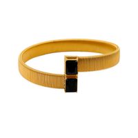 Vintage Style Vacation Solid Color 304 Stainless Steel 18K Gold Plated Zircon Bangle In Bulk sku image 3