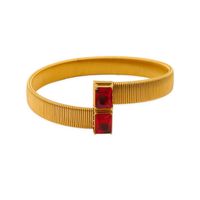 Vintage Style Vacation Solid Color 304 Stainless Steel 18K Gold Plated Zircon Bangle In Bulk sku image 4