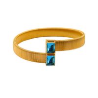 Vintage Style Vacation Solid Color 304 Stainless Steel 18K Gold Plated Zircon Bangle In Bulk sku image 6