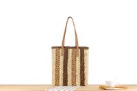 Women's Large Straw Color Block Vacation Zipper Straw Bag main image 3
