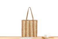 Women's Large Straw Color Block Vacation Zipper Straw Bag main image 5