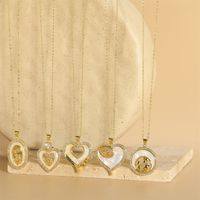 Vintage Style Heart Shape Shell Copper Inlay Zircon 14K Gold Plated Women's Pendant Necklace main image 3