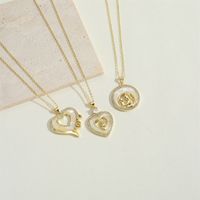 Vintage Style Heart Shape Shell Copper Inlay Zircon 14K Gold Plated Women's Pendant Necklace main image 7