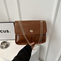 Women's Pu Leather Solid Color Basic Classic Style Flip Cover Shoulder Bag Crossbody Bag main image 2