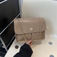 Women's Pu Leather Solid Color Basic Classic Style Flip Cover Shoulder Bag Crossbody Bag main image 4