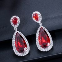 1 Pair Casual Romantic Water Droplets Inlay Copper Zircon Silver Plated Drop Earrings main image 8