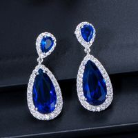 1 Pair Casual Romantic Water Droplets Inlay Copper Zircon Silver Plated Drop Earrings main image 6