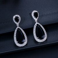 1 Pair Casual Romantic Water Droplets Inlay Copper Zircon Silver Plated Drop Earrings main image 5