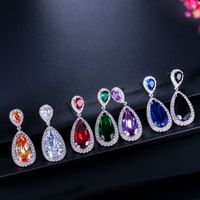 1 Pair Casual Romantic Water Droplets Inlay Copper Zircon Silver Plated Drop Earrings main image 1