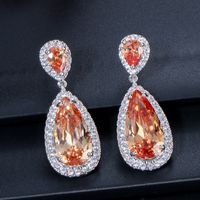 1 Pair Casual Romantic Water Droplets Inlay Copper Zircon Silver Plated Drop Earrings main image 4