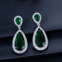 1 Pair Casual Romantic Water Droplets Inlay Copper Zircon Silver Plated Drop Earrings main image 9