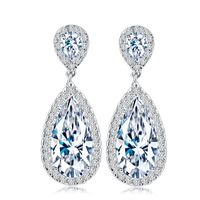 1 Pair Casual Romantic Water Droplets Inlay Copper Zircon Silver Plated Drop Earrings sku image 1