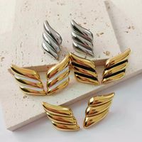1 Piece Vintage Style Petal Plating Stainless Steel 18K Gold Plated Ear Studs main image 1