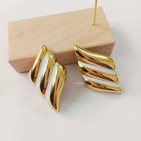 1 Piece Vintage Style Petal Plating Stainless Steel 18K Gold Plated Ear Studs main image 5