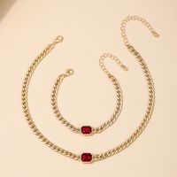 IG Style Simple Style Rectangle Zinc Alloy Chain Inlay Glass Women's Jewelry Set main image 5