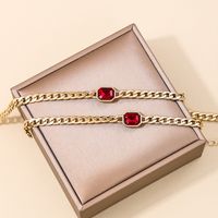 IG-Stil Einfacher Stil Rechteck Zink-Legierung Kette Inlay Glas Frau Schmuck-Set main image 3