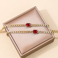 IG Style Simple Style Rectangle Zinc Alloy Chain Inlay Glass Women's Jewelry Set main image 3
