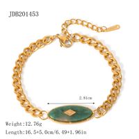Edelstahl 304 18 Karat Vergoldet IG-Stil Einfacher Stil Oval Afrikanische Jade Armbänder sku image 1