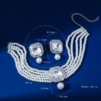 Elegant Glam Geometric Imitation Pearl Copper Crystal Zircon Women's Earrings Necklace Jewelry Set main image 2